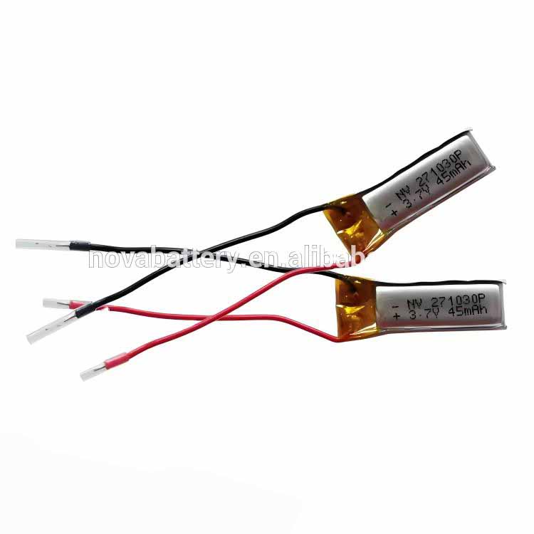 271030 smallest slim lithium polymer battery 3.7v 45mAh 50mAh 20C high discharge rate lipo battery 300930